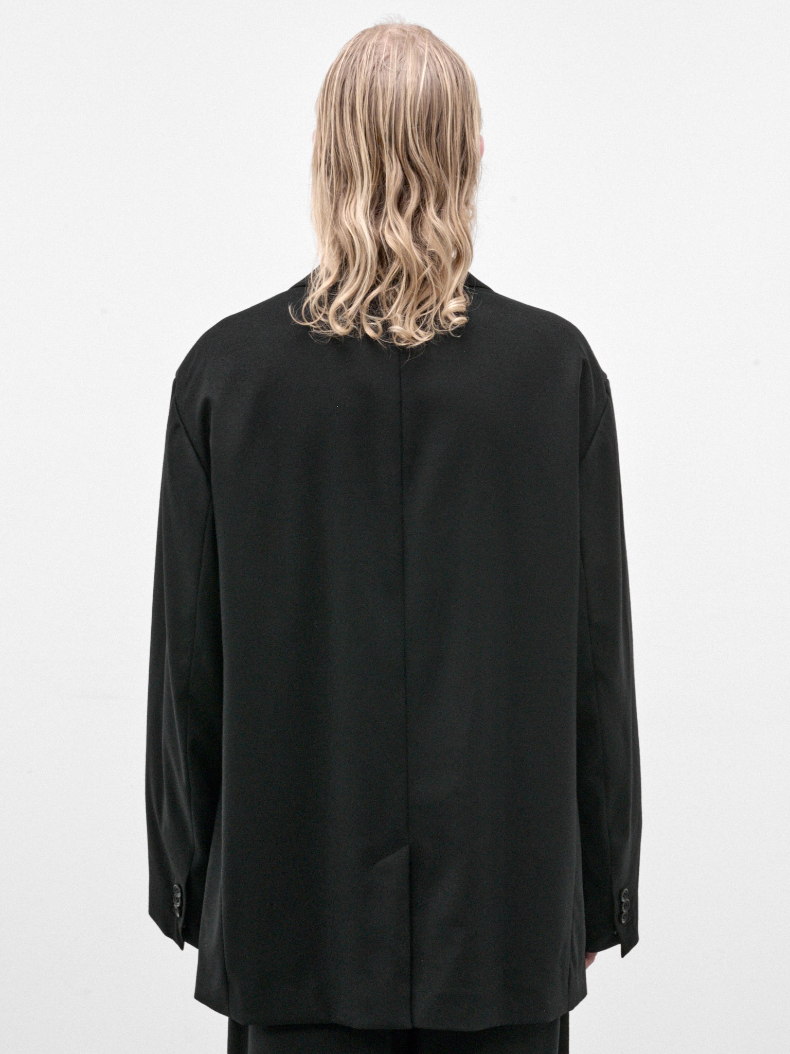 Black Wool Flannel Oversized Blazer (ST-1593-BLACK)