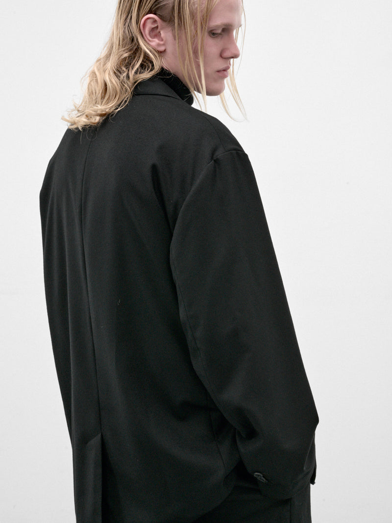 Black Wool Flannel Oversized Blazer (ST-1593-BLACK)