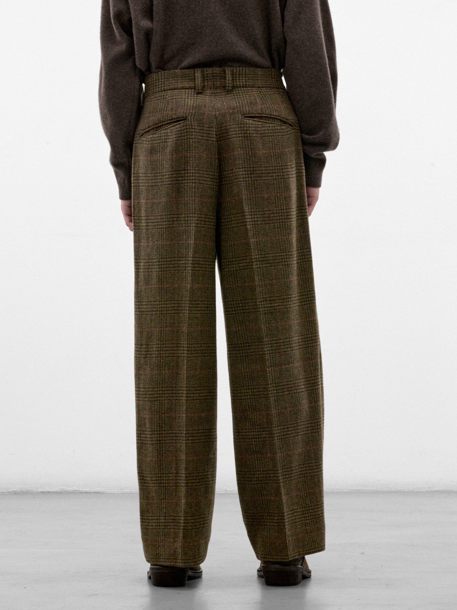 Wool Tweed Check Pleated Trousers (ST-1605-TWEED-CHECK)