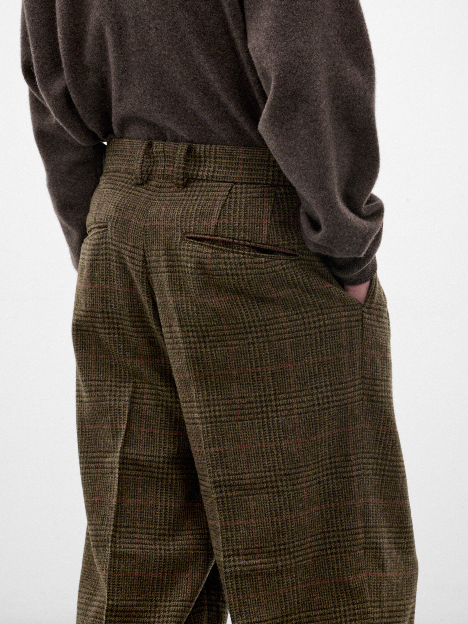 Wool Tweed Check Pleated Trousers (ST-1605-TWEED-CHECK)