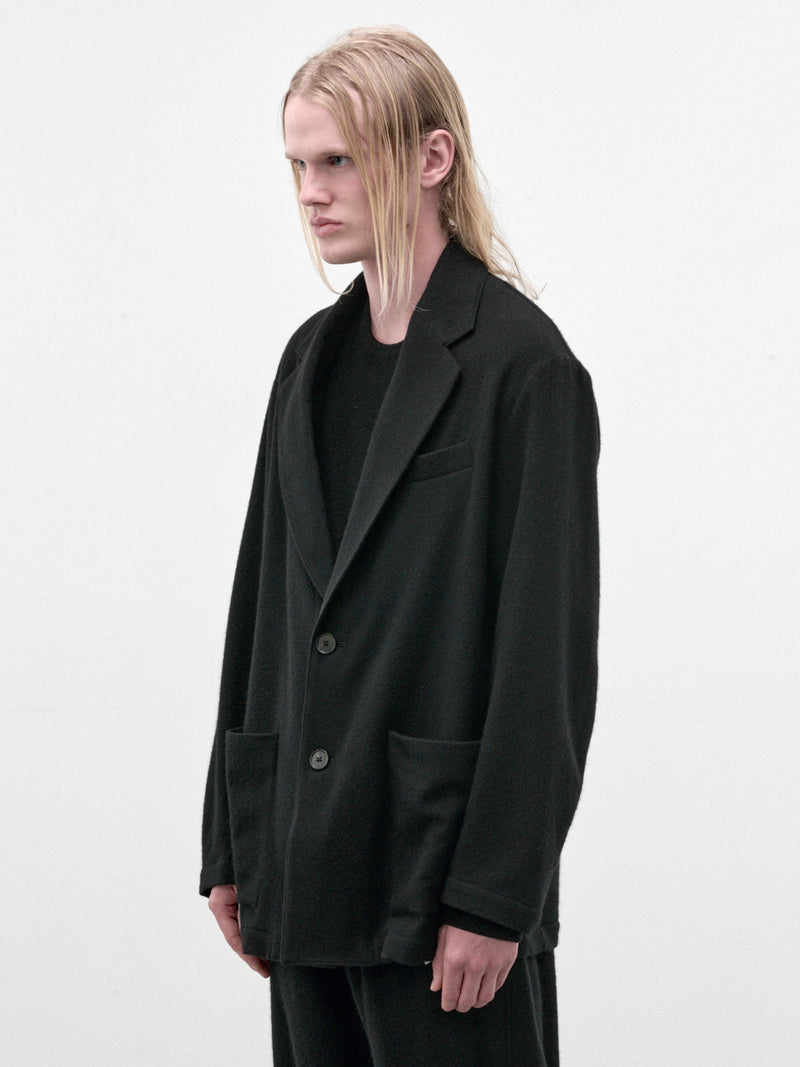 Black Wool-Cashmere Fleece Blazer (ST-1619-BLACK)