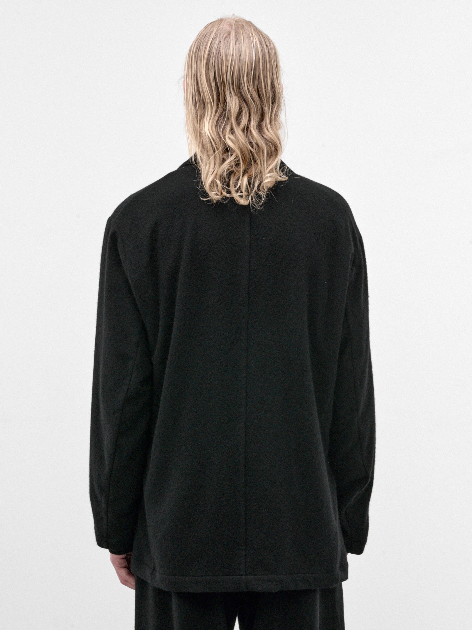 Black Wool-Cashmere Fleece Blazer (ST-1619-BLACK)