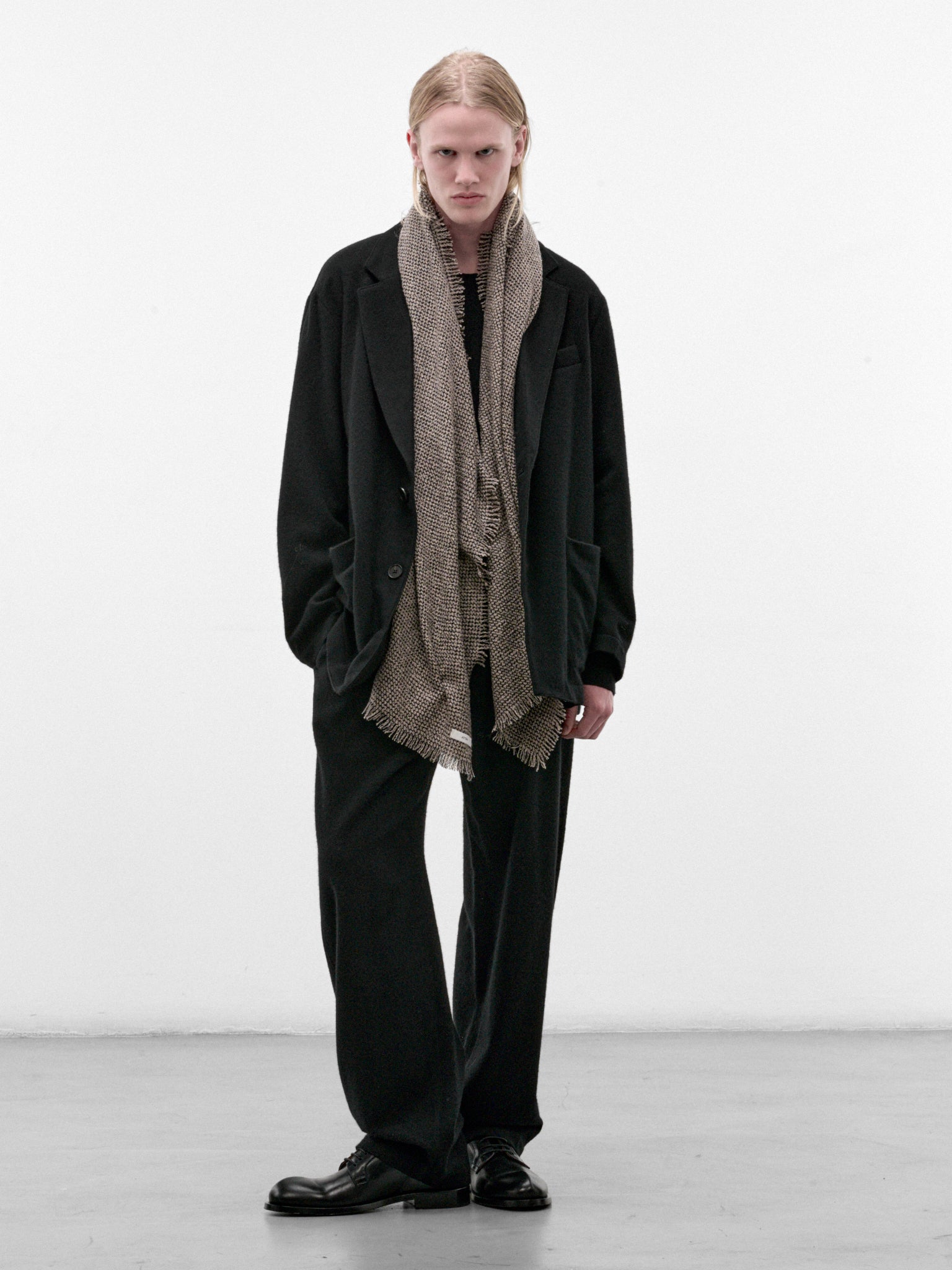 Black Wool-Cashmere Fleece Blazer (ST-1619-BLACK)