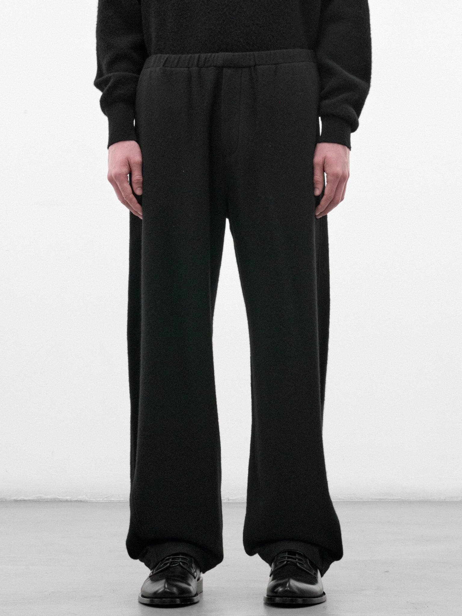 Black Wool-Cashmere Drawstring Trousers (ST-1622-BLACK)
