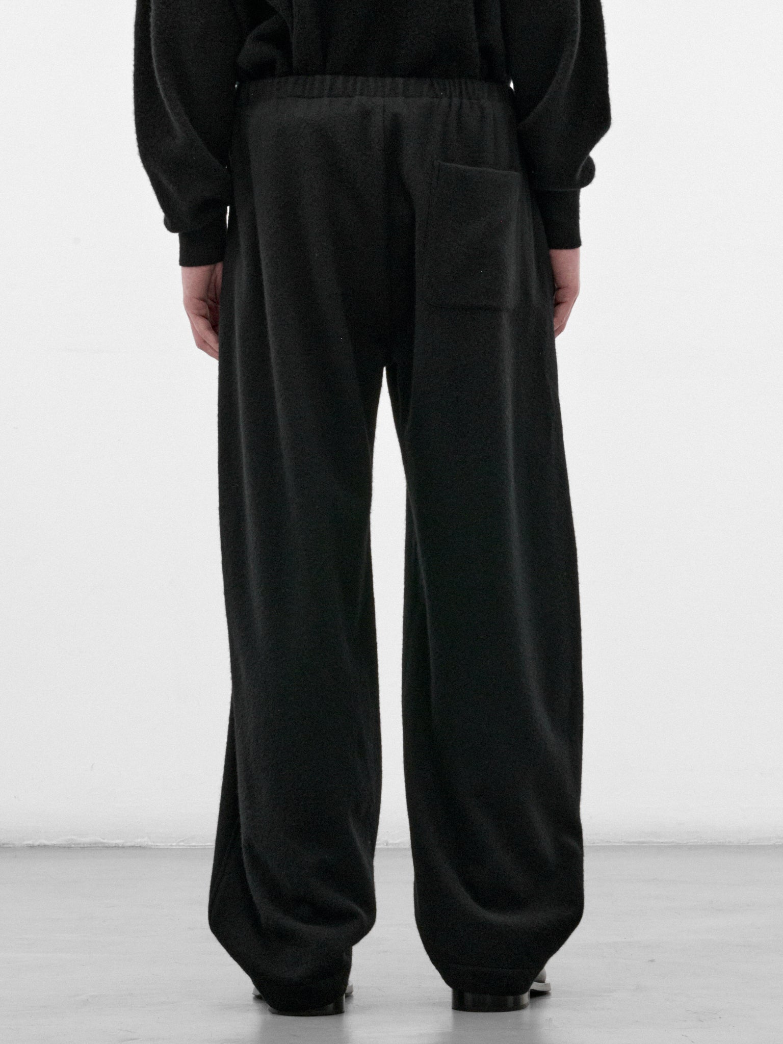 Black Wool-Cashmere Drawstring Trousers (ST-1622-BLACK)