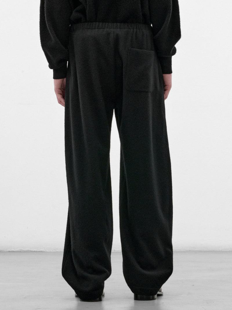 Black Wool-Cashmere Drawstring Trousers (ST-1622-BLACK)