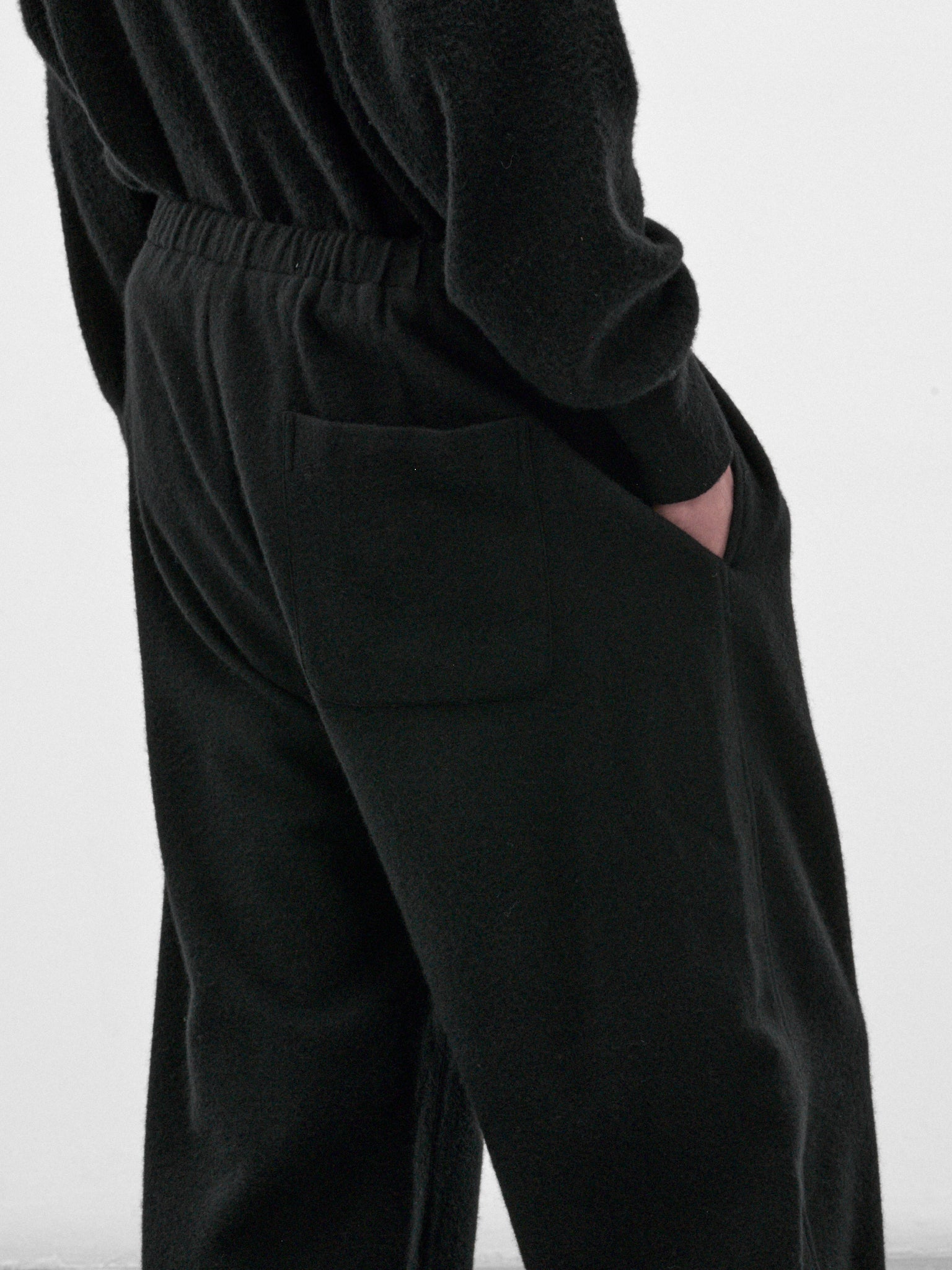 Black Wool-Cashmere Drawstring Trousers (ST-1622-BLACK)