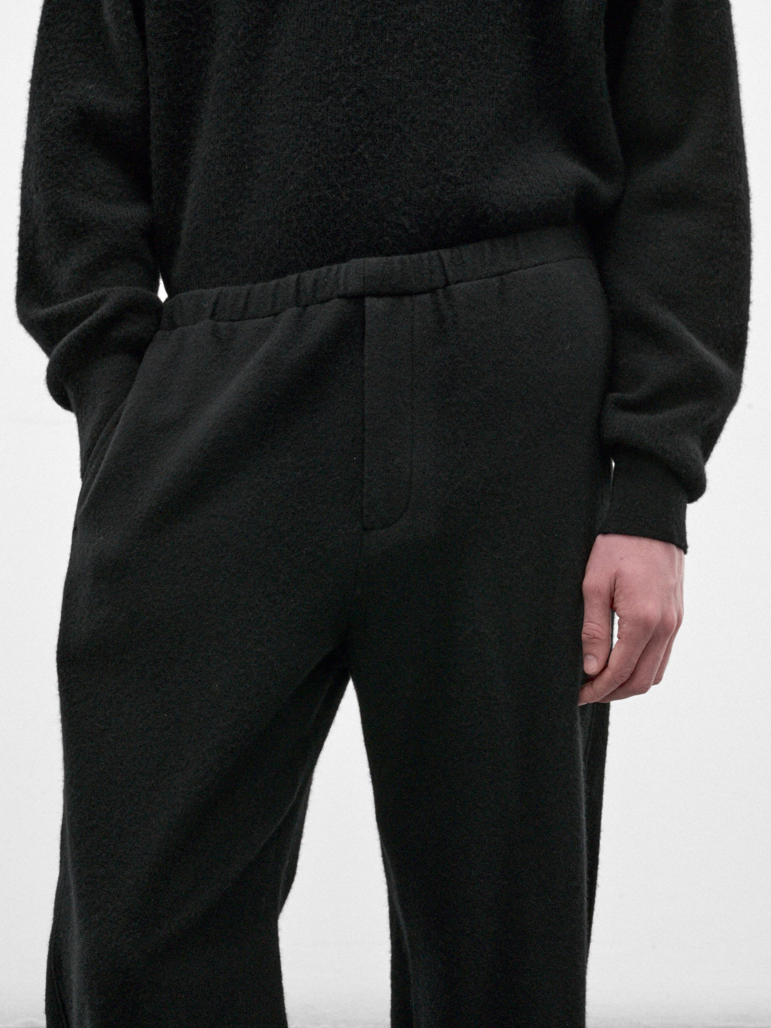 Black Wool-Cashmere Drawstring Trousers (ST-1622-BLACK)