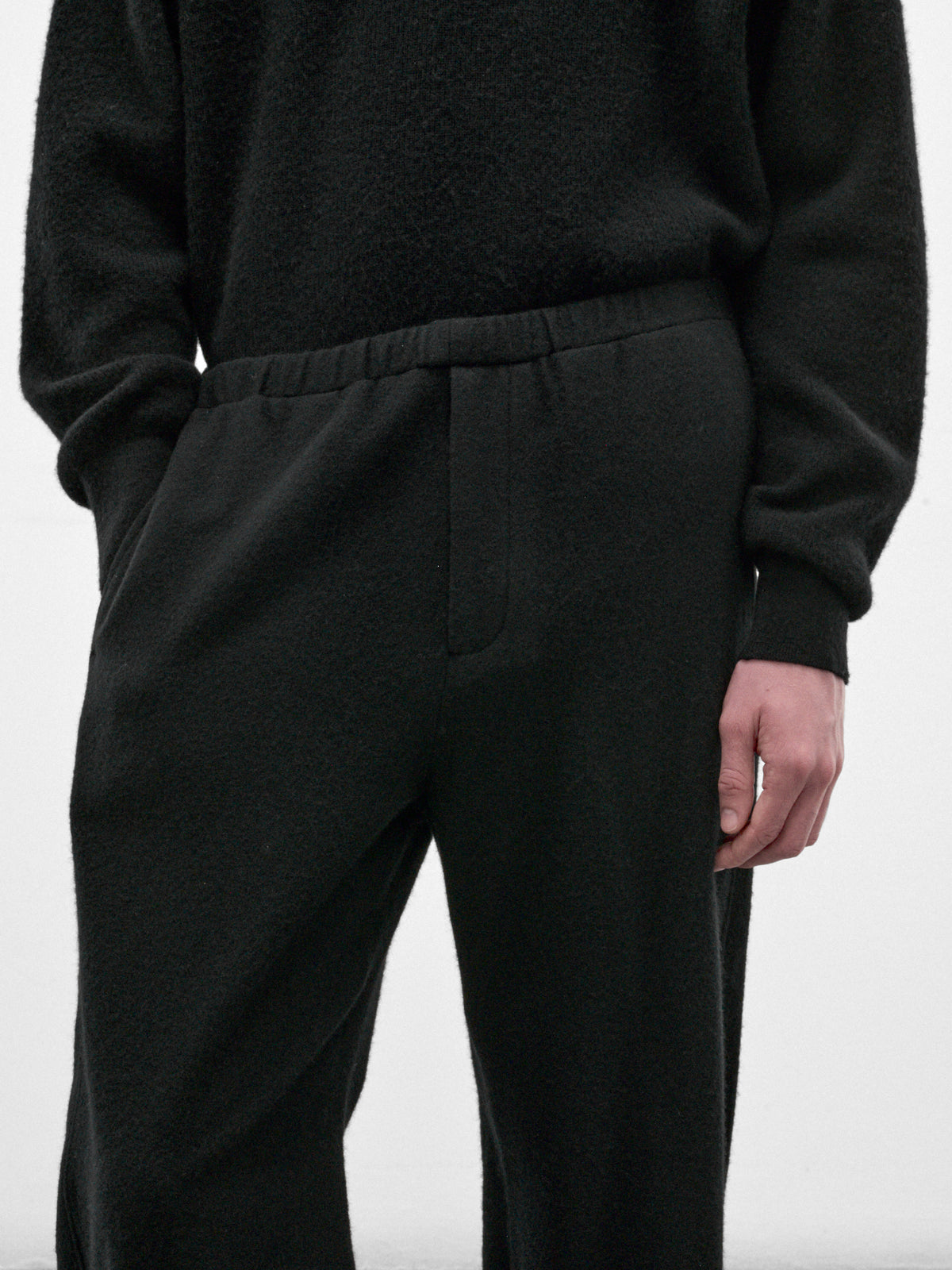 Black Wool-Cashmere Drawstring Trousers (ST-1622-BLACK)