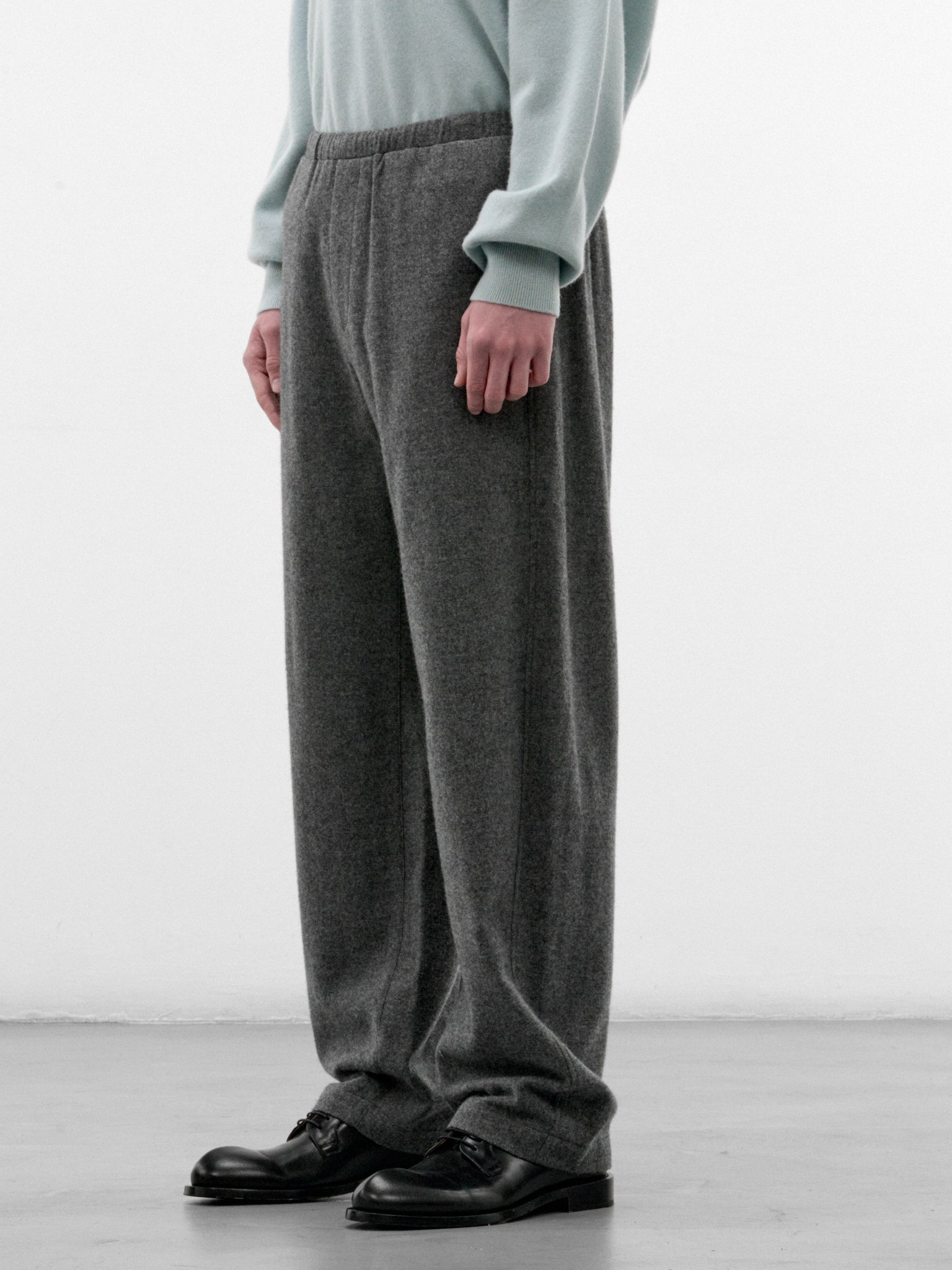 Gray Wool-Cashmere Drawstring Trousers (ST-1622-GREY)
