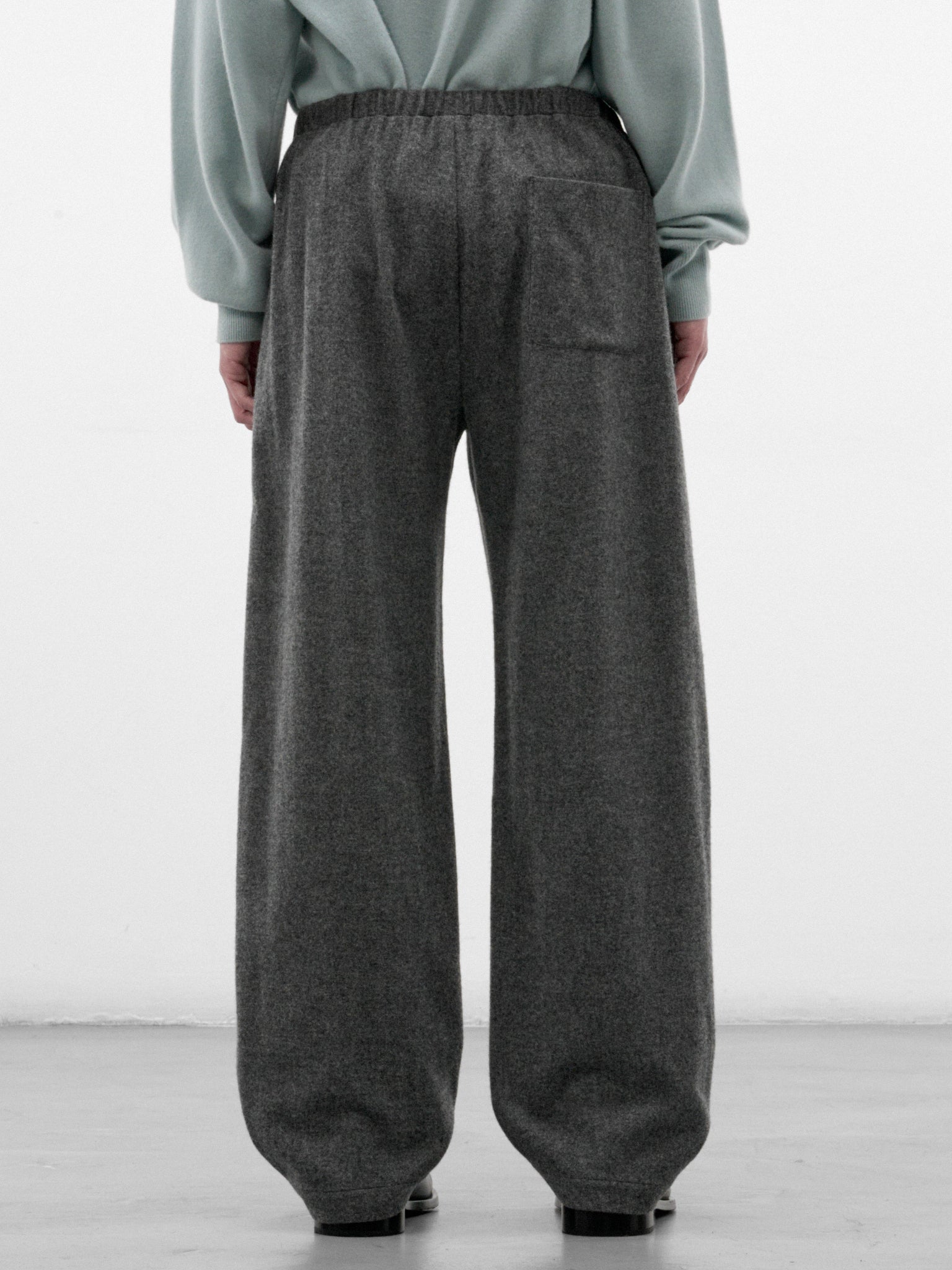 Gray Wool-Cashmere Drawstring Trousers (ST-1622-GREY)
