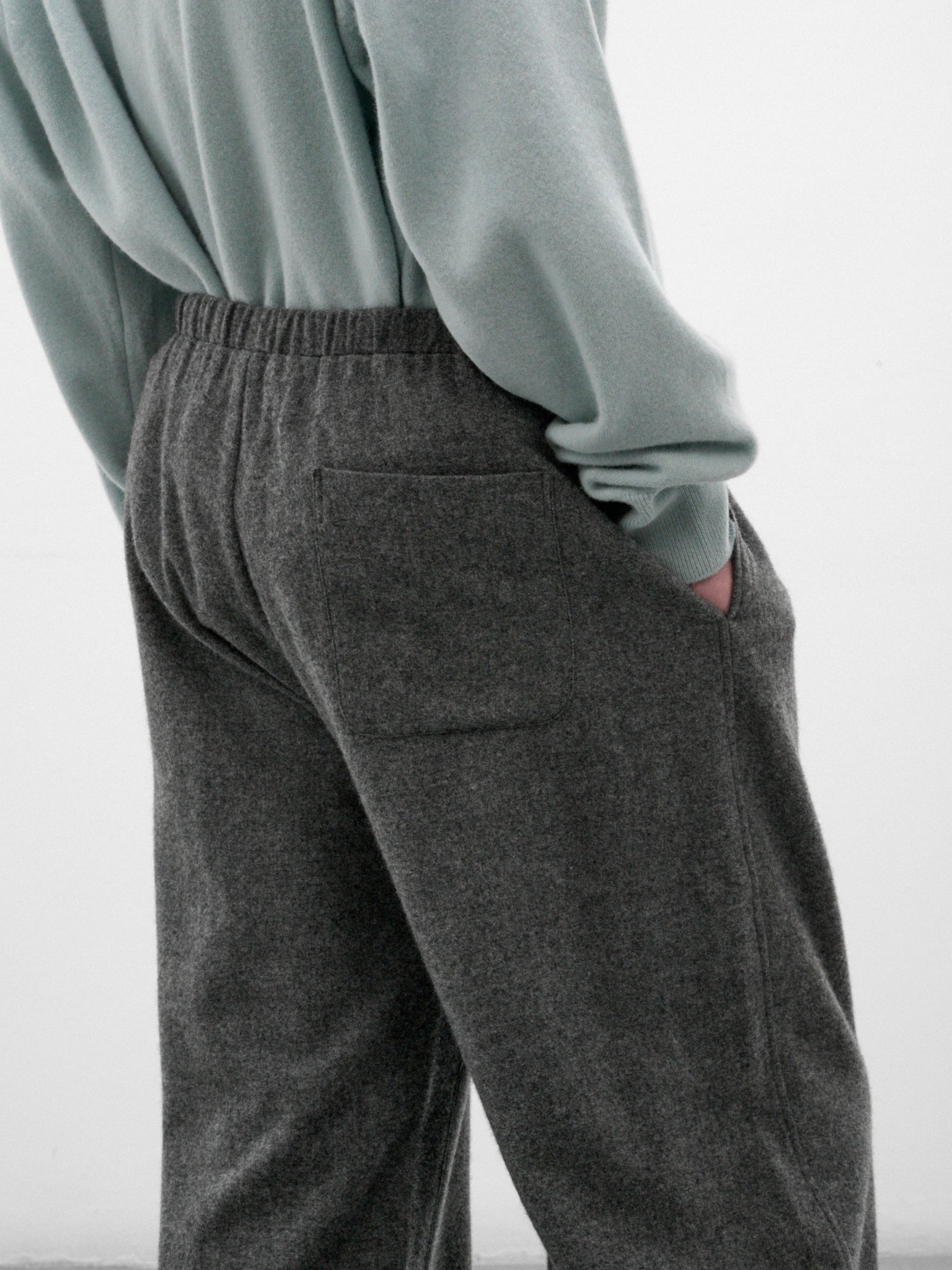 Gray Wool-Cashmere Drawstring Trousers (ST-1622-GREY)