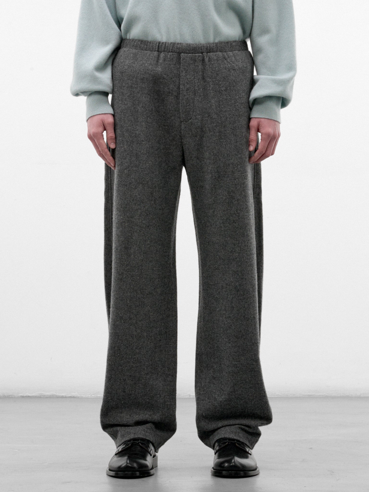 Gray Wool-Cashmere Drawstring Trousers (ST-1622-GREY)