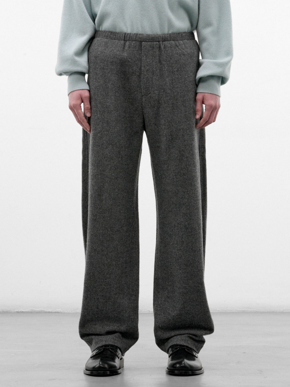 Gray Wool-Cashmere Drawstring Trousers (ST-1622-GREY)