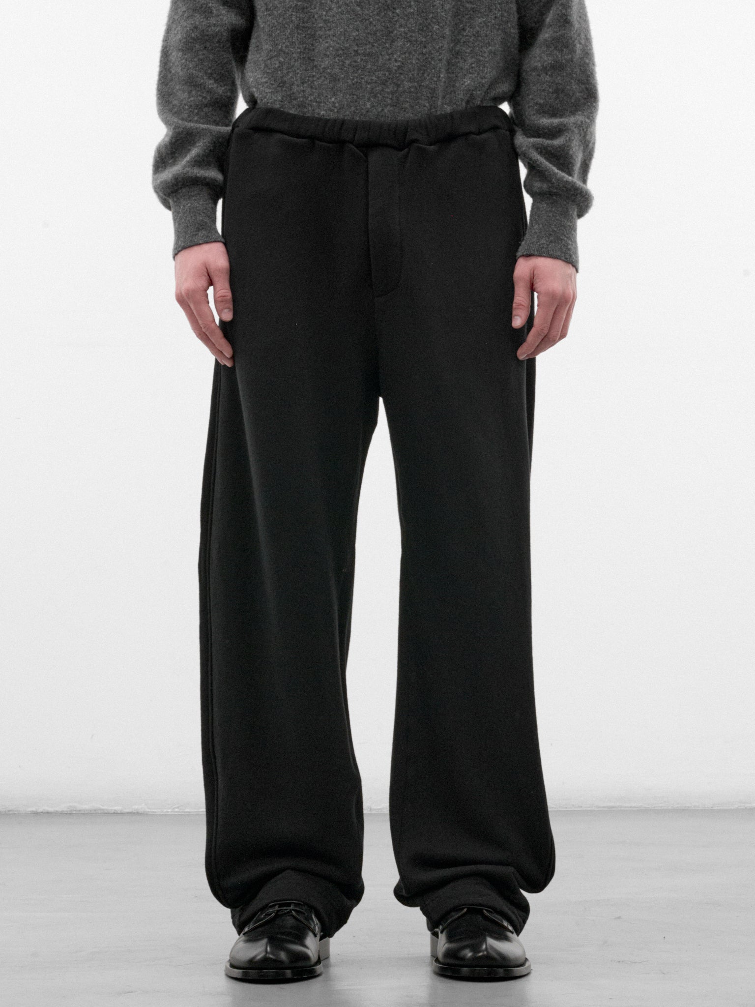 Black Wool Wide Drawstring Trousers (ST-1627-BLACK)