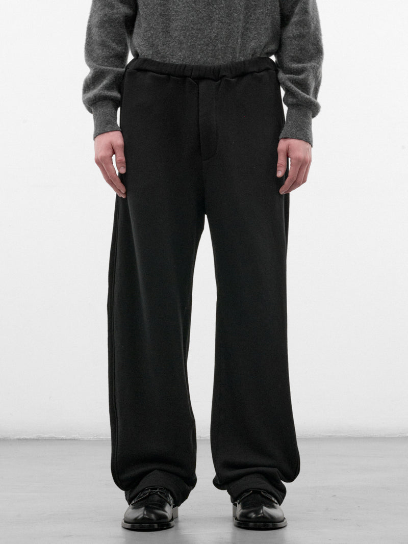 Black Wool Wide Drawstring Trousers (ST-1627-BLACK)