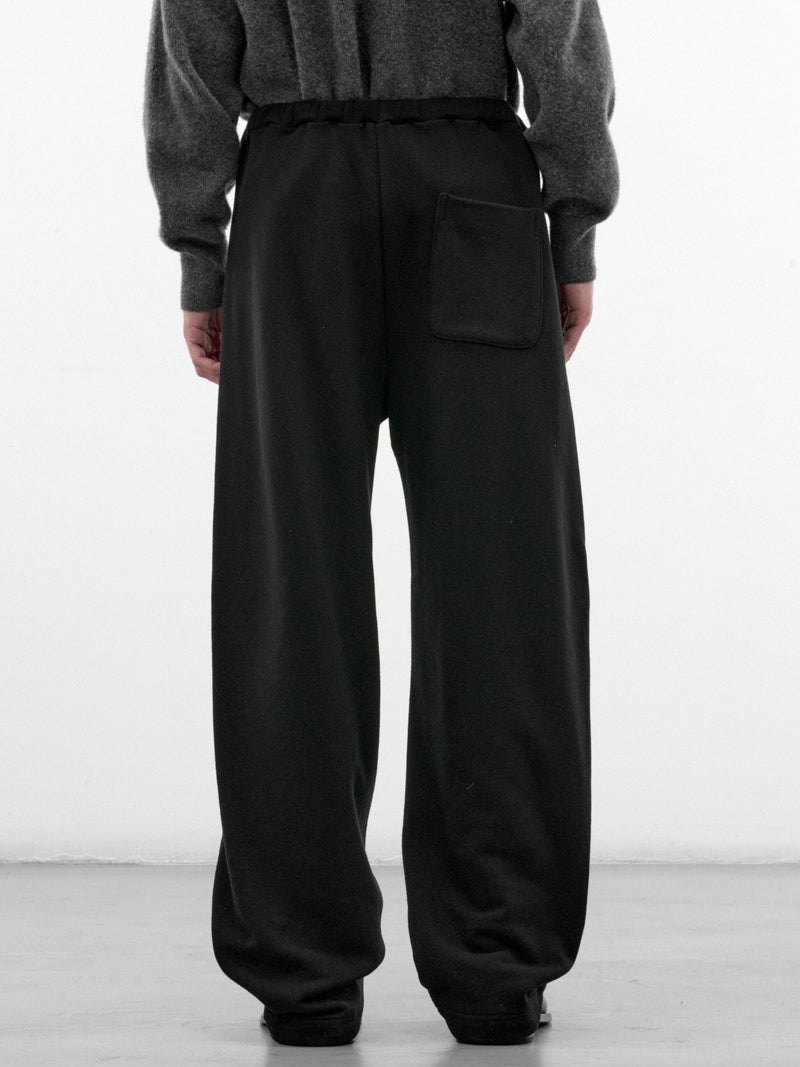 Black Wool Wide Drawstring Trousers (ST-1627-BLACK)