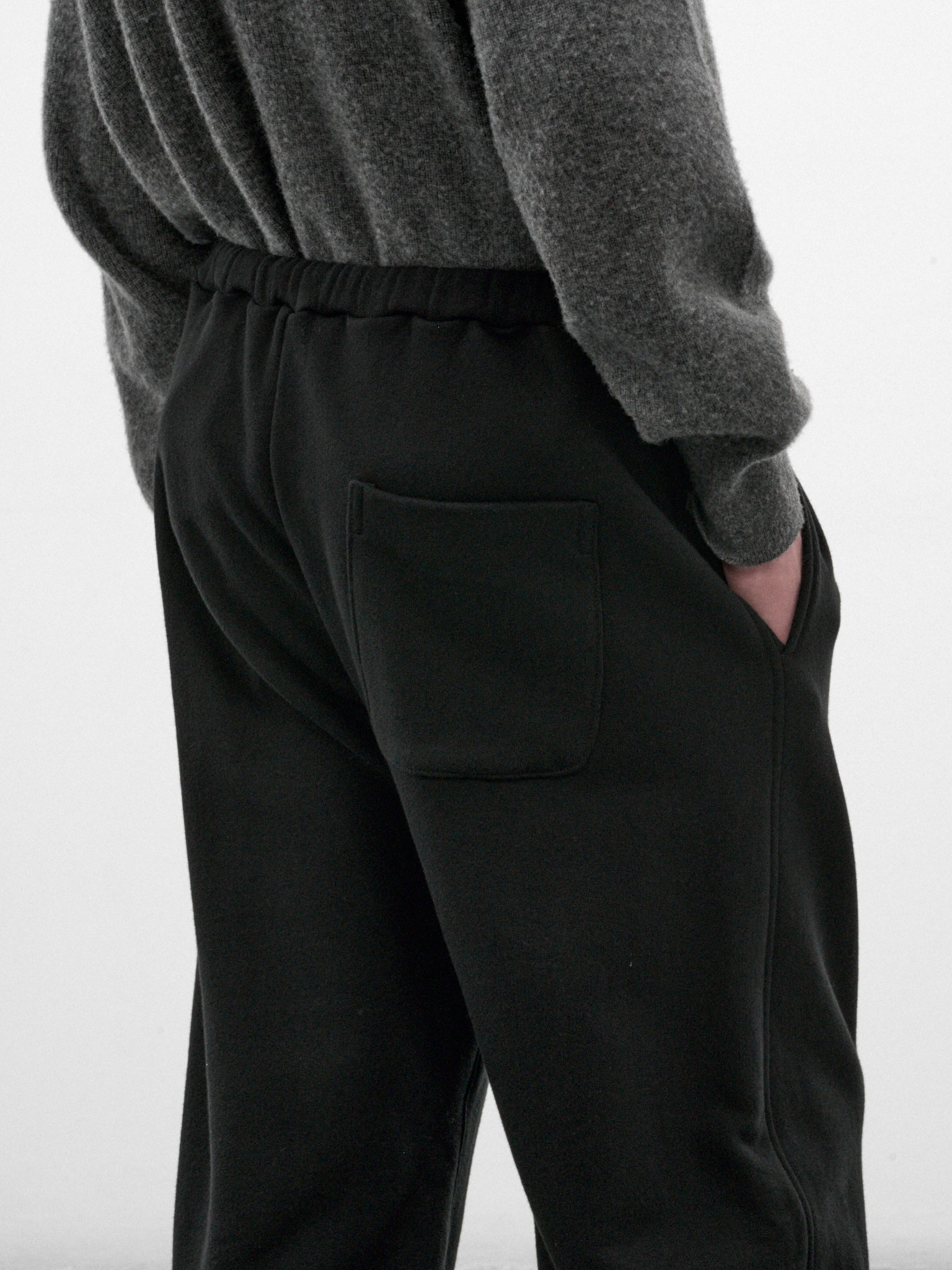Black Wool Wide Drawstring Trousers (ST-1627-BLACK)