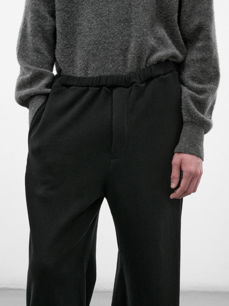 Black Wool Wide Drawstring Trousers (ST-1627-BLACK)