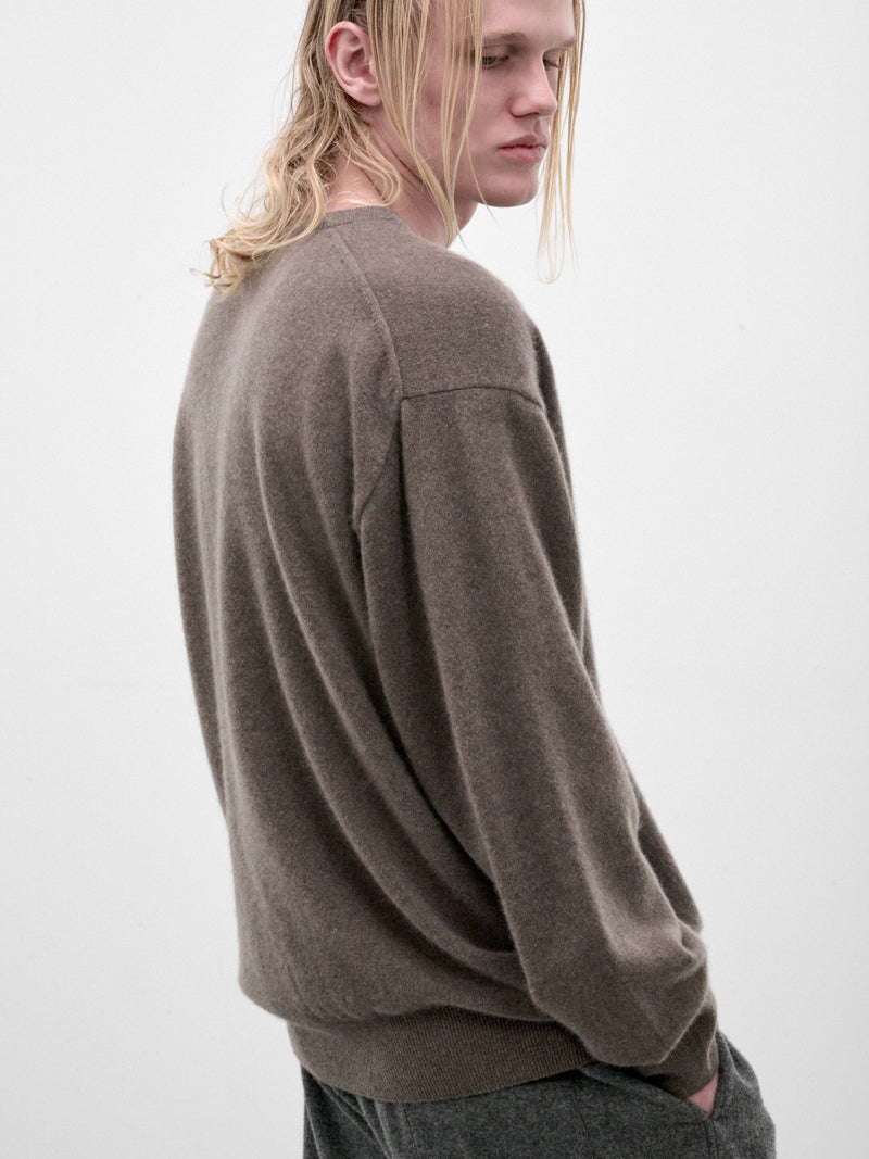 Taupe Cashmere Crewneck Sweater (ST-1628-TAUPE)