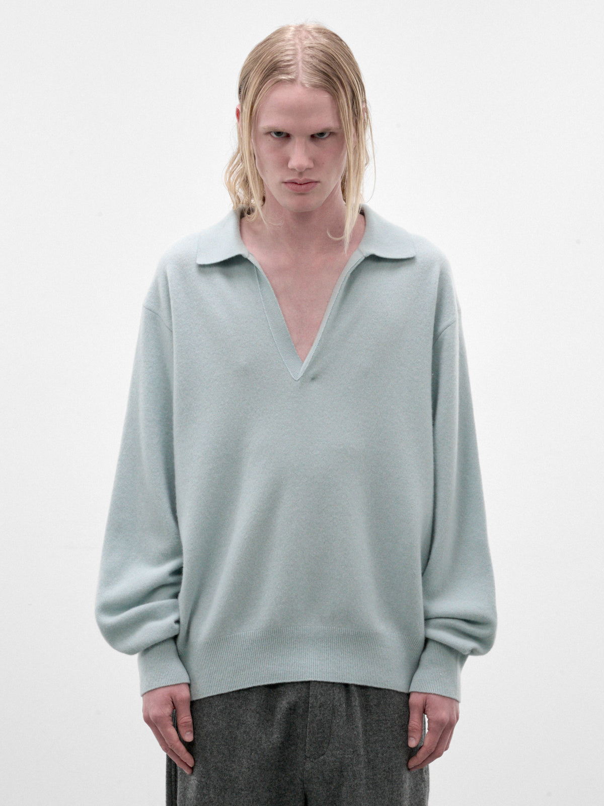 Green Wool Skipper Sweater (ST-1636-SAX-LIGHT-GREEN)