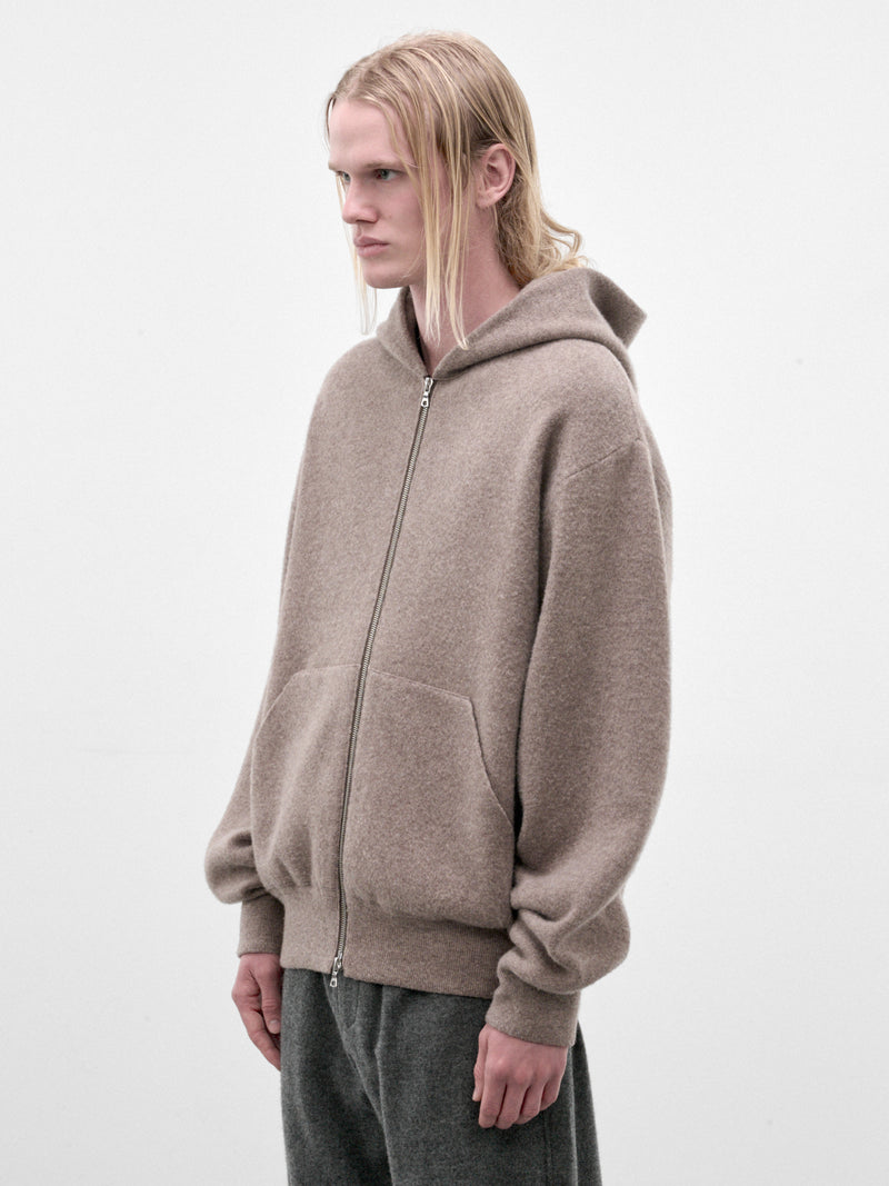 Beige Wool Knit Zip Hoodie (ST-1638-BEIGE)