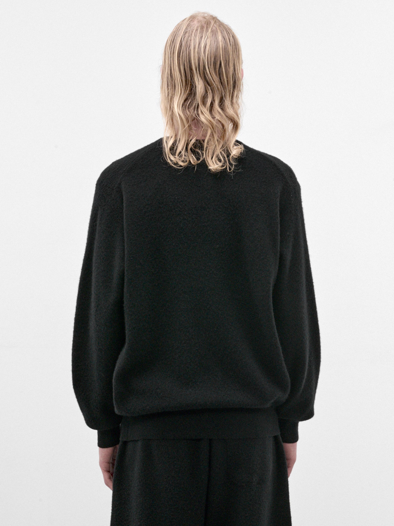 Black Wool Knit Crewneck Sweater (ST-1639-BLACK)