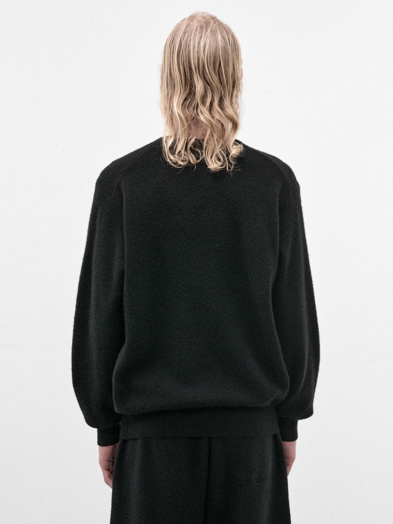 Black Wool Knit Crewneck Sweater (ST-1639-BLACK)