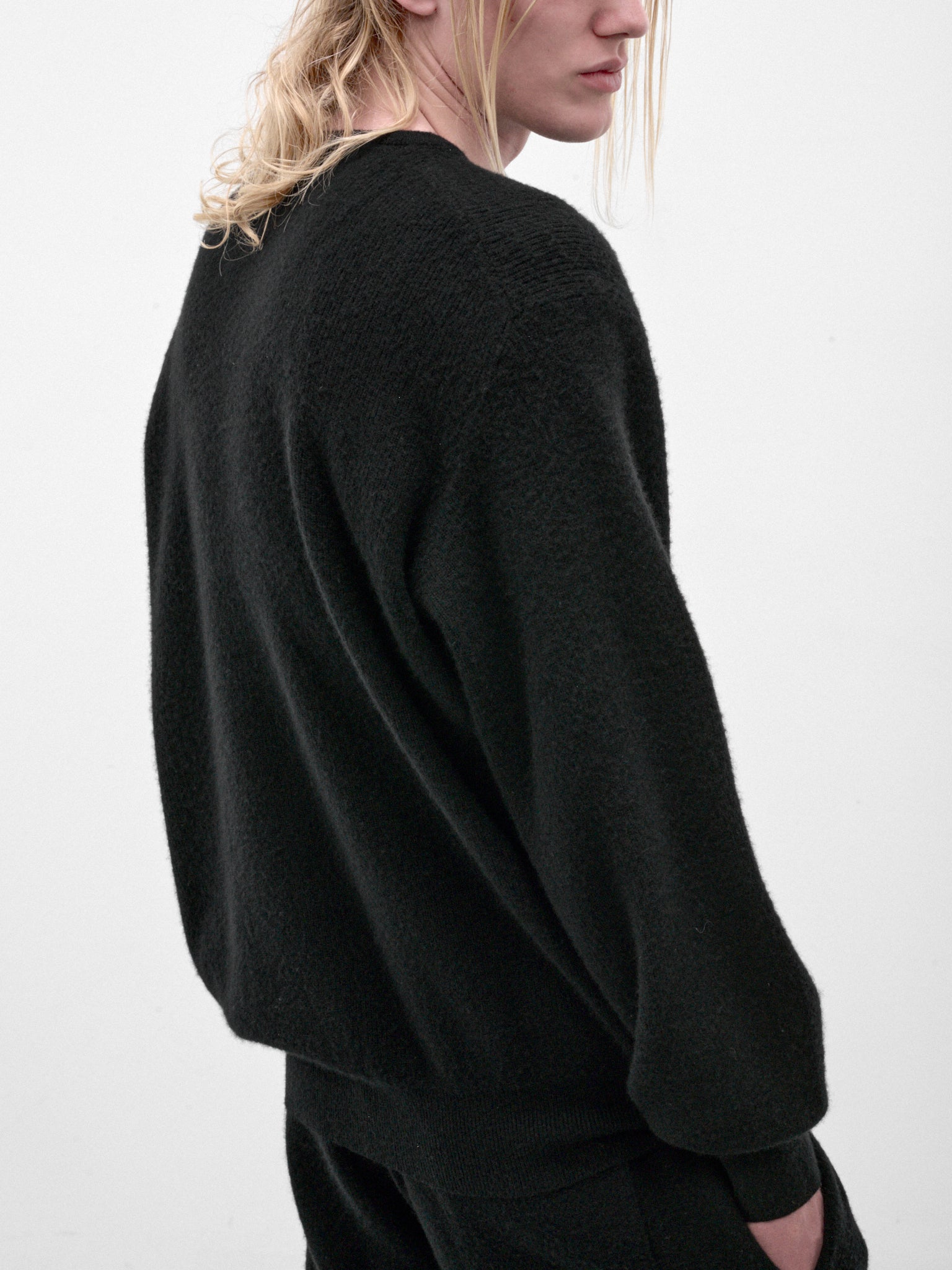 Black Wool Knit Crewneck Sweater (ST-1639-BLACK)