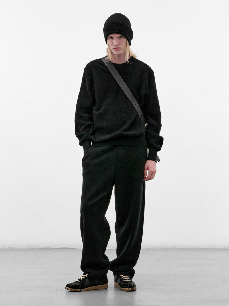 Black Wool Knit Crewneck Sweater (ST-1639-BLACK)