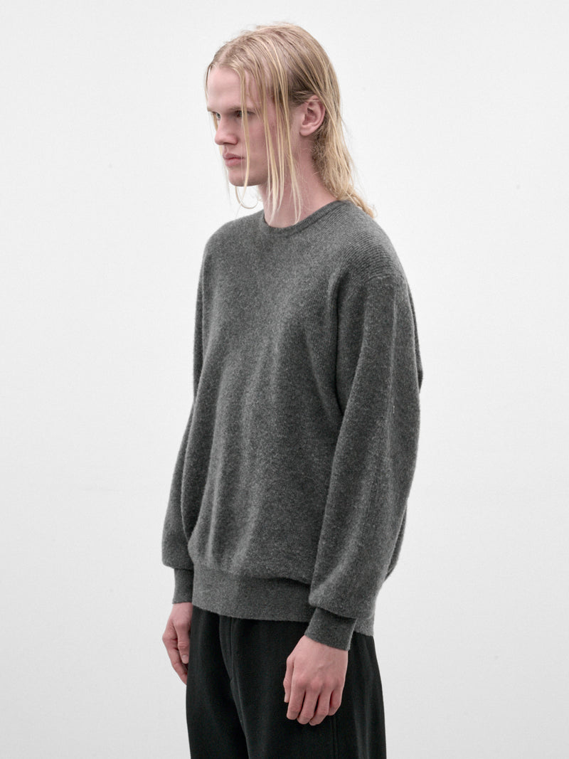 Gray Wool Knit Crewneck Sweater (ST-1639-GREY)