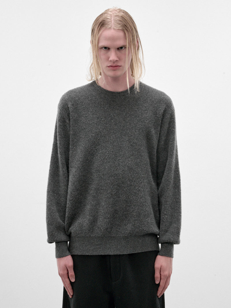 Gray Wool Knit Crewneck Sweater (ST-1639-GREY)
