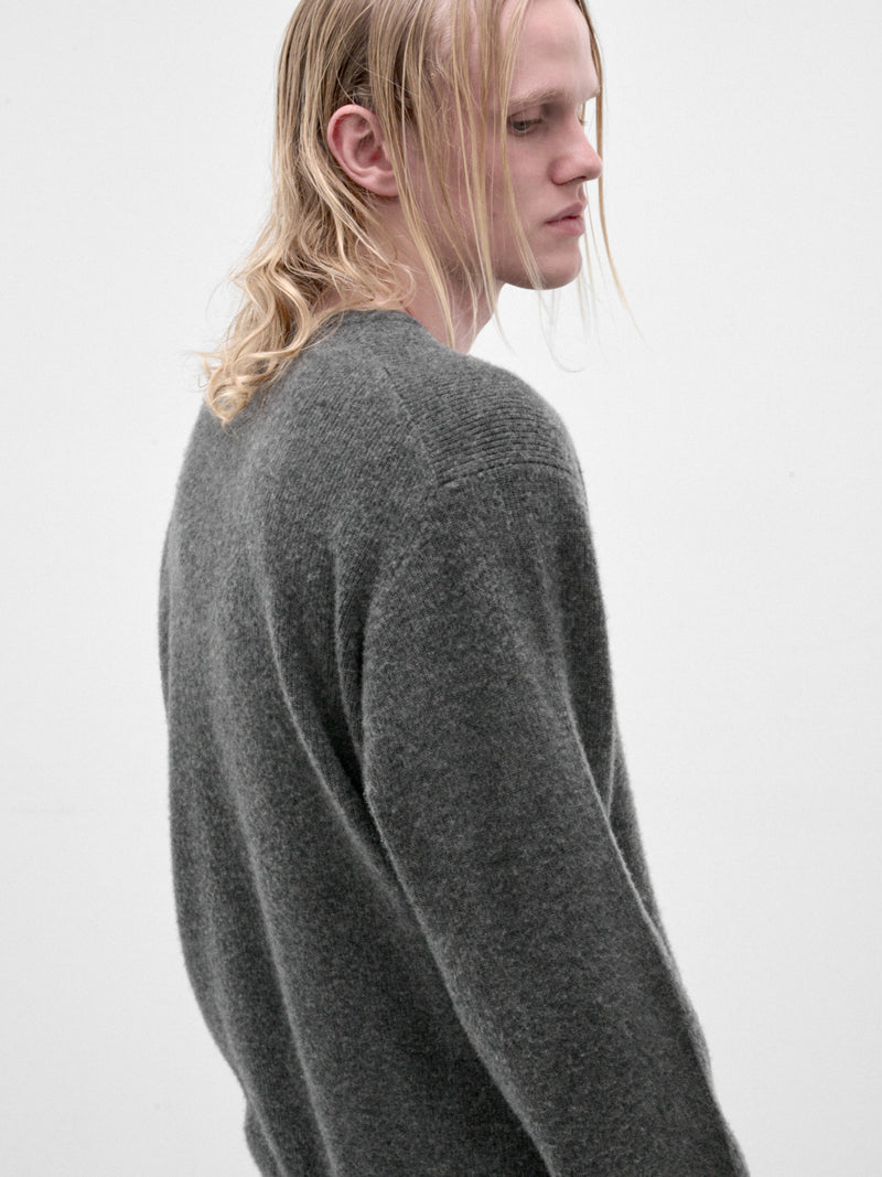 Gray Wool Knit Crewneck Sweater (ST-1639-GREY)