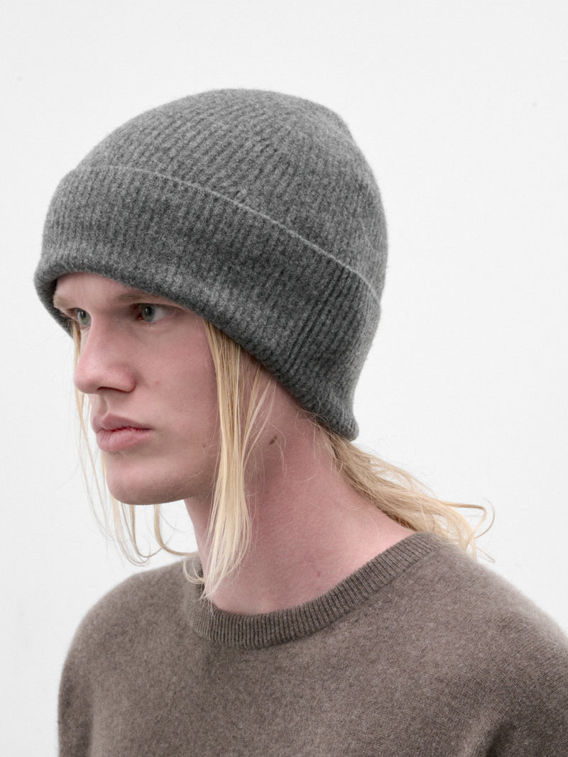 Gray Wool Rib-Knit Beanie (ST-1643-GREY)