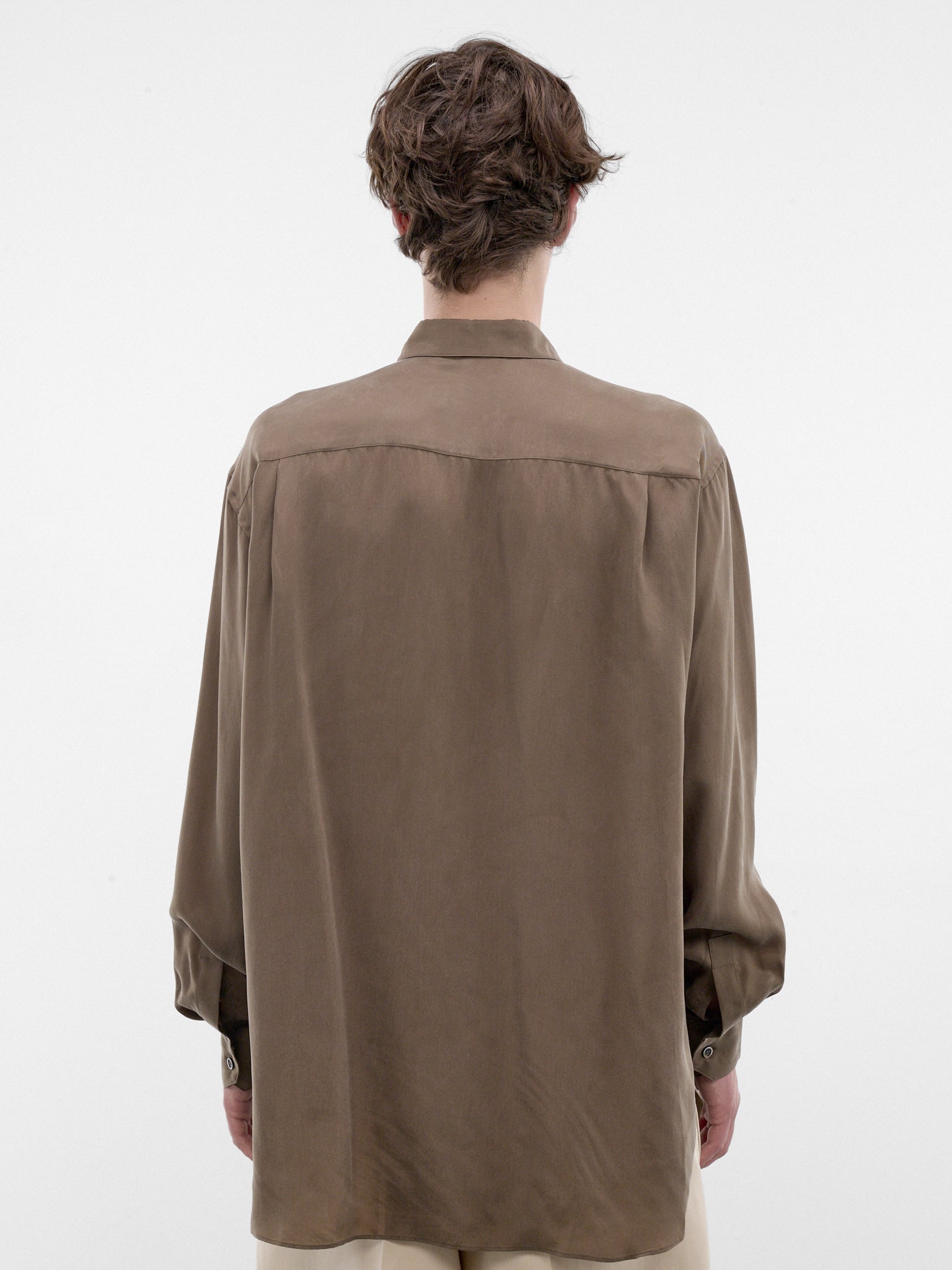 Khaki Cupro Button-Up Shirt (ST-1654-KHAKI)