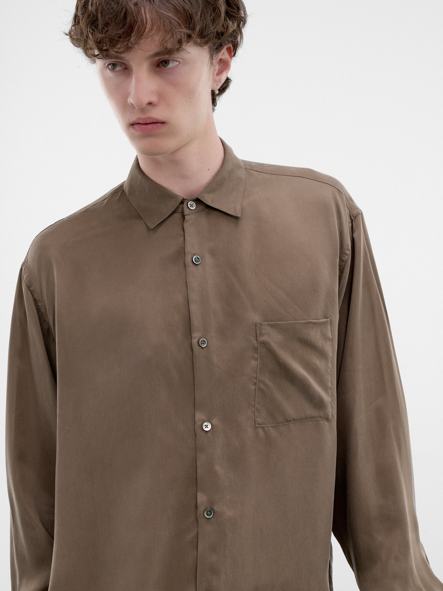 Khaki Cupro Button-Up Shirt (ST-1654-KHAKI)