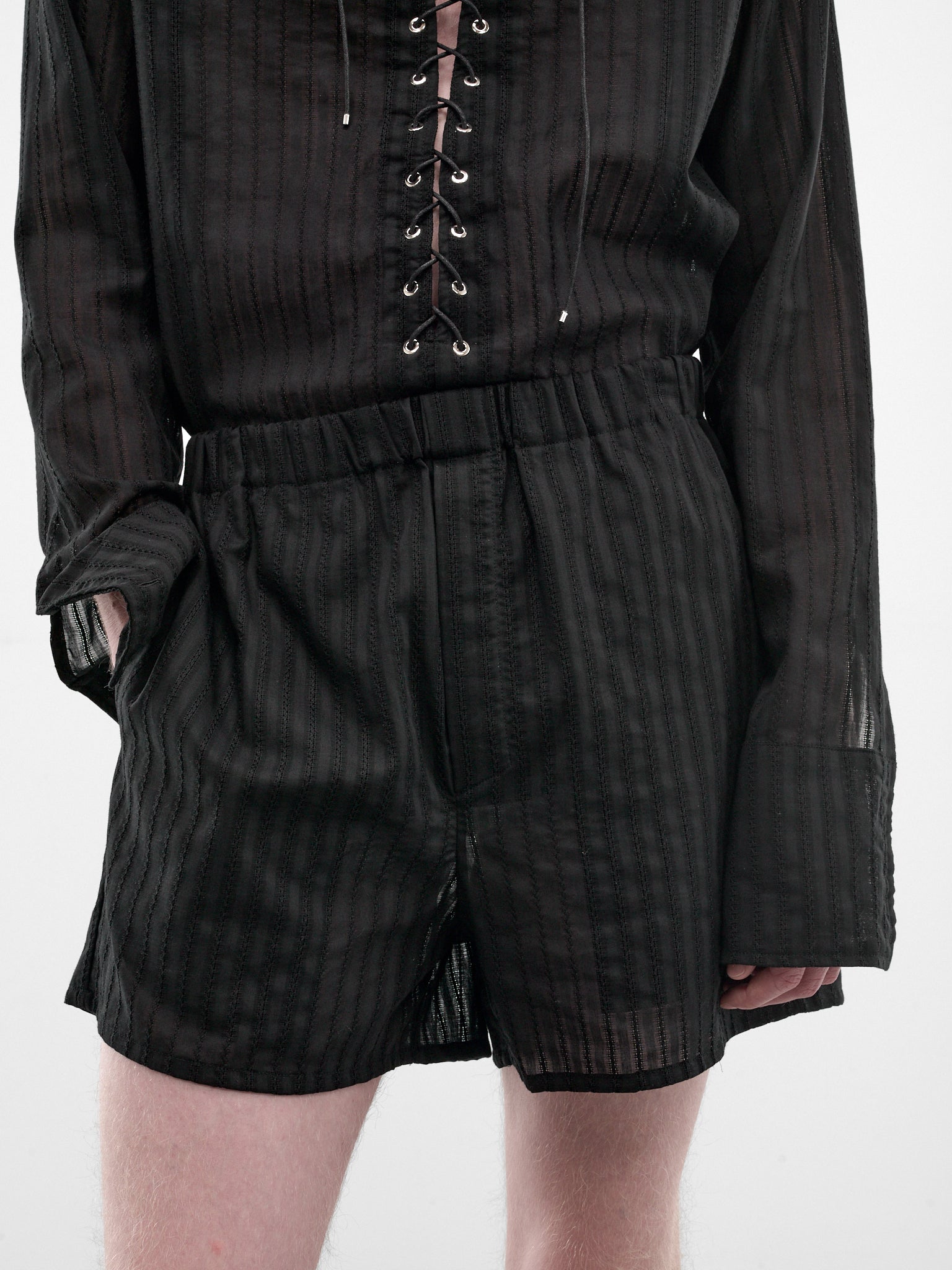 Black Cotton Striped Boxer Shorts (ST001-M-CO0023-BLACK)