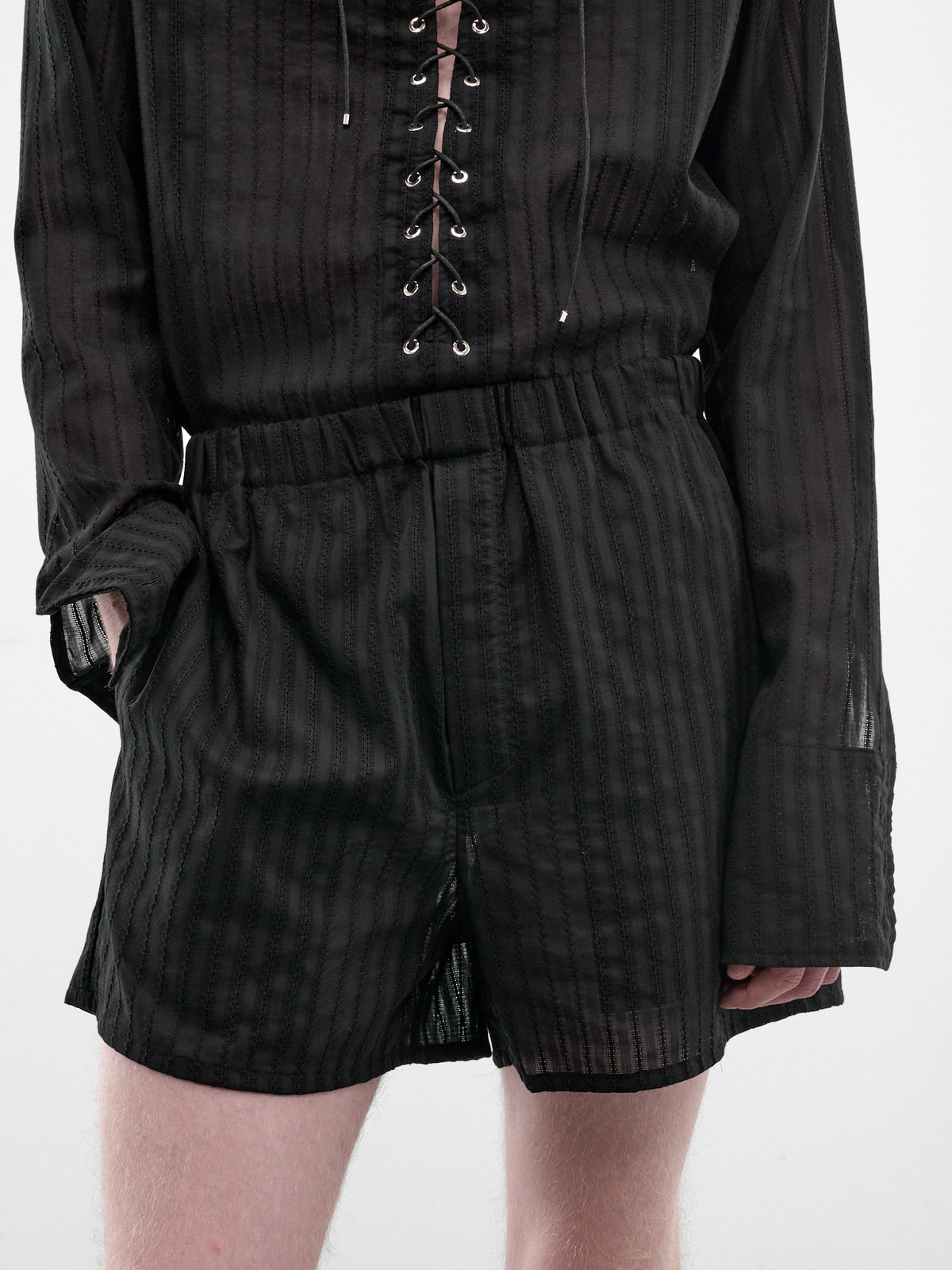 Black Cotton Striped Boxer Shorts (ST001-M-CO0023-BLACK)