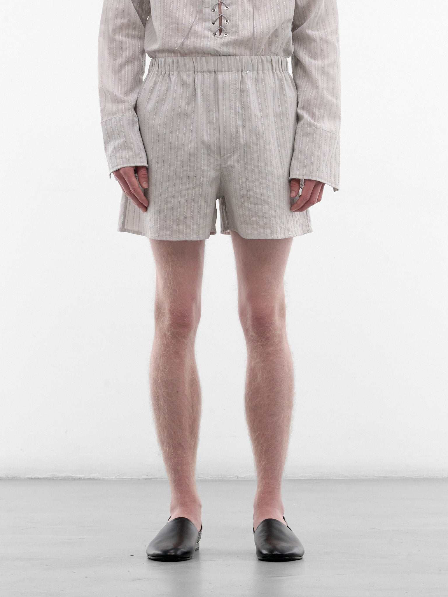 Gray Cotton Striped Boxer Shorts (ST001-M-CO0023-GREY)