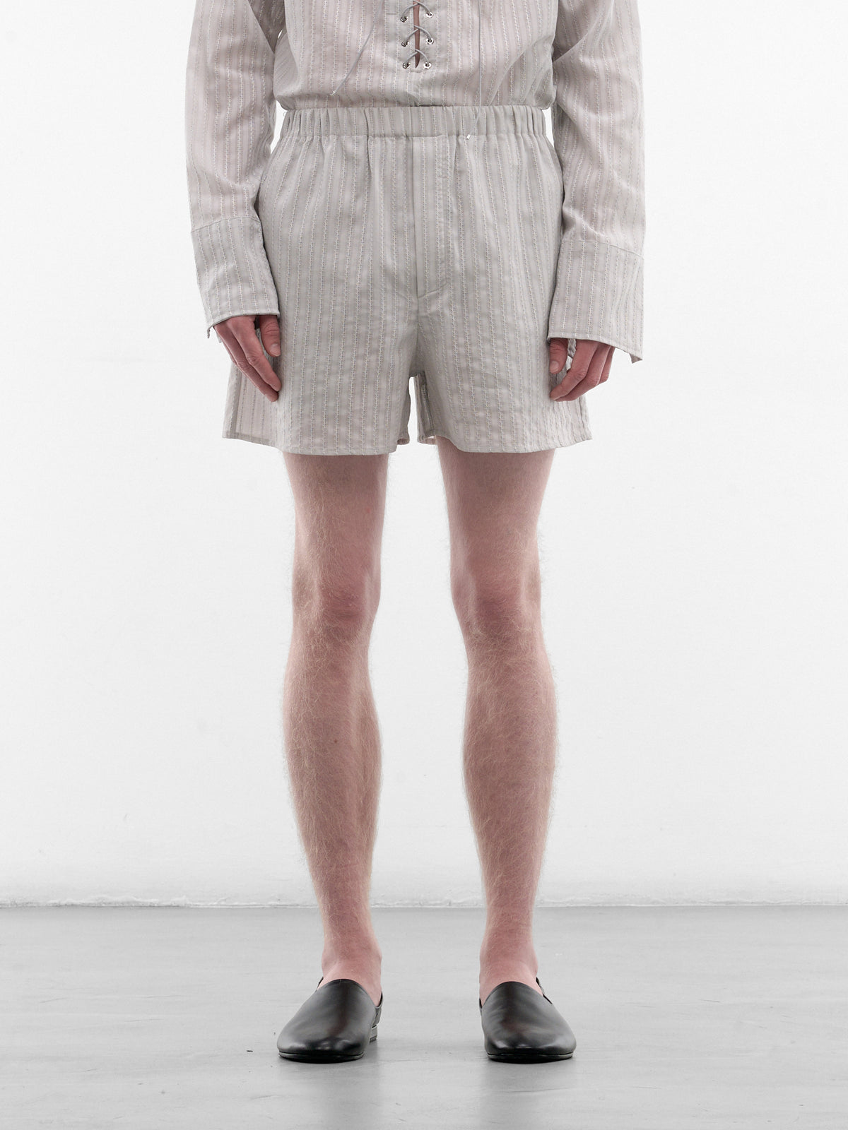 Gray Cotton Striped Boxer Shorts (ST001-M-CO0023-GREY)