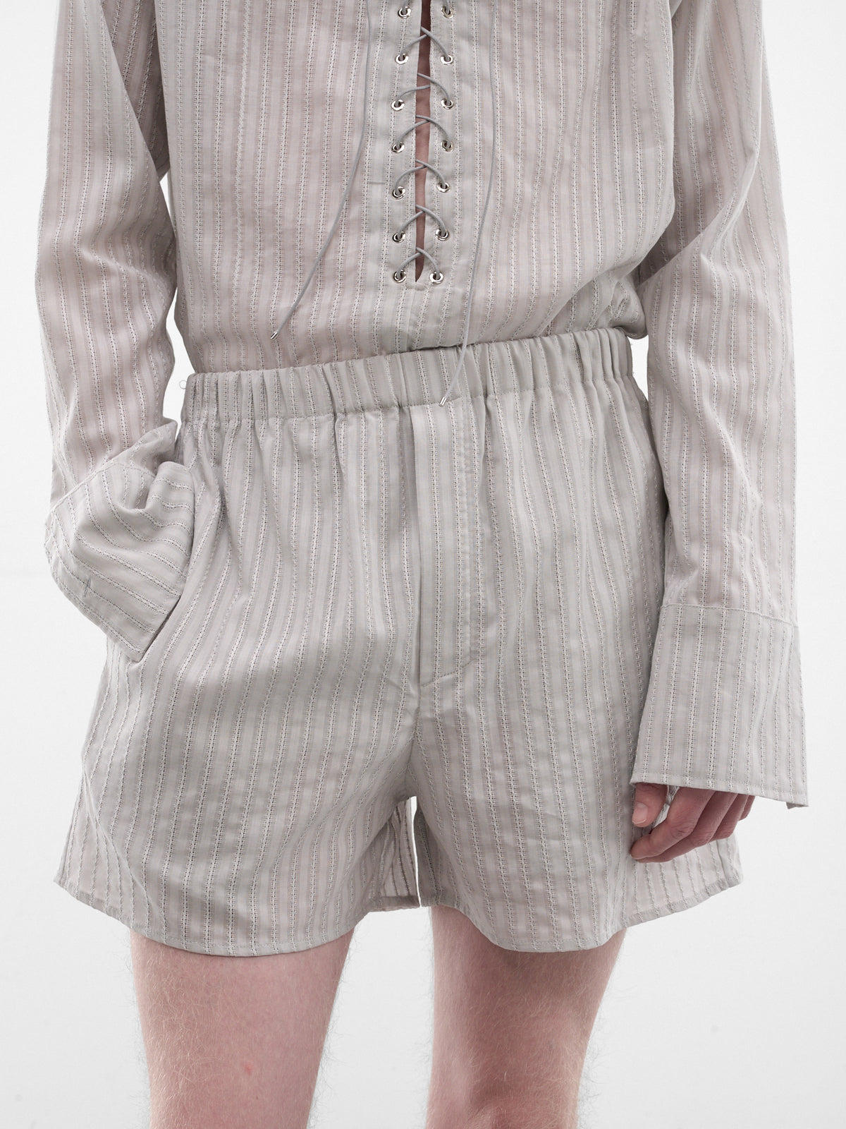 Gray Cotton Striped Boxer Shorts (ST001-M-CO0023-GREY)