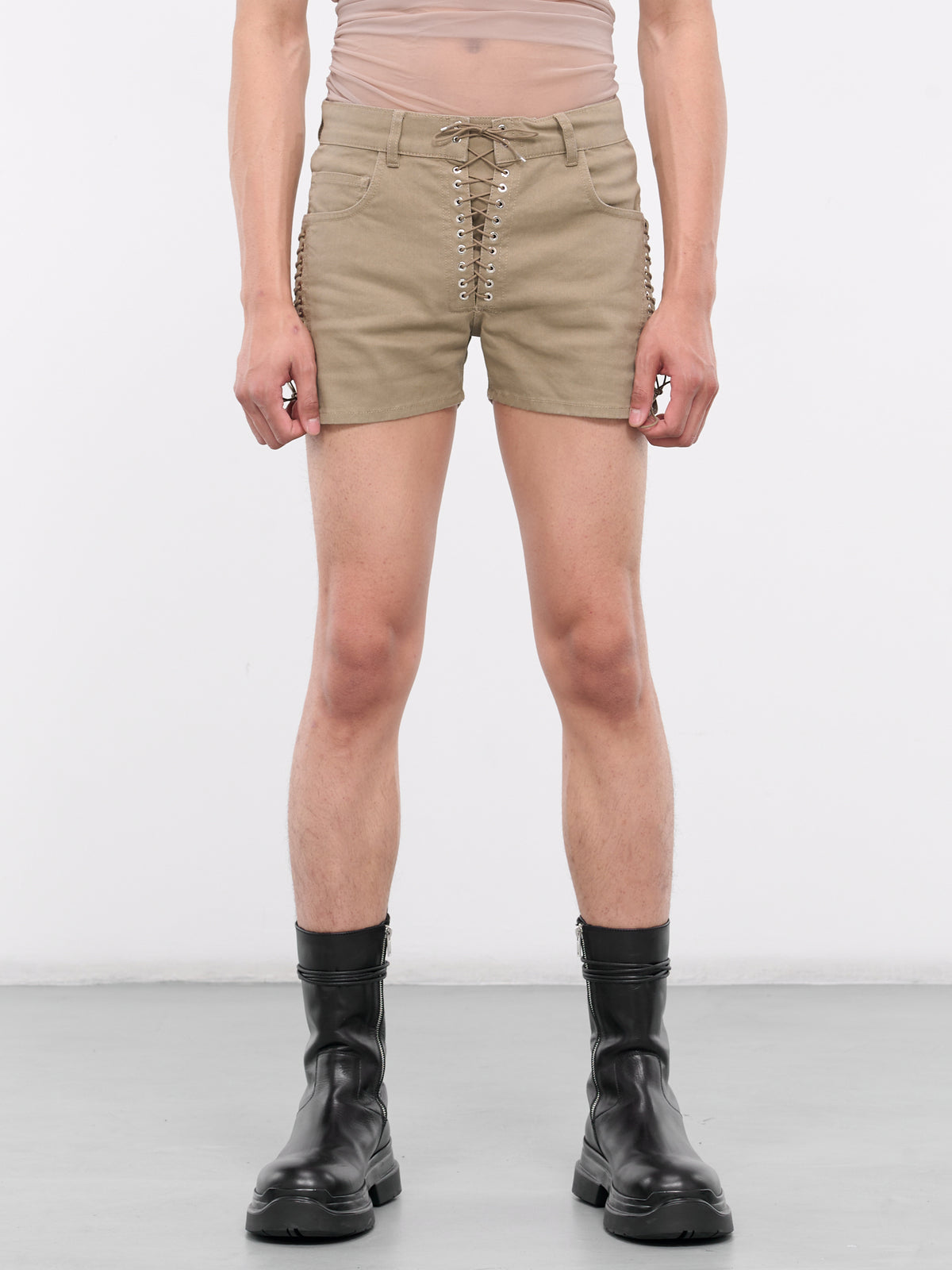 Double Laced-Up Shorts (ST003-W-DEN0003-DUNE-MOCHA)