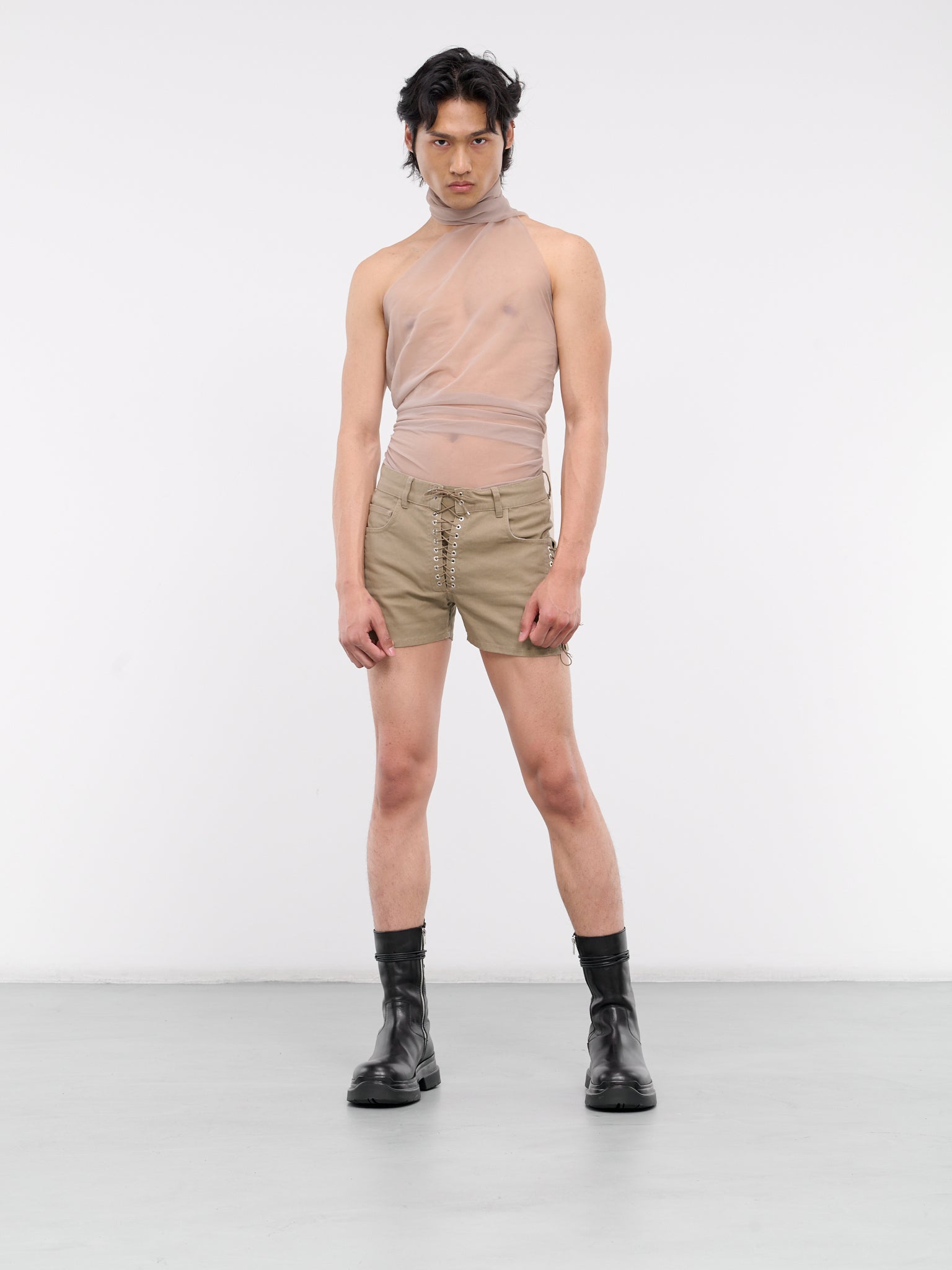 Double Laced-Up Shorts (ST003-W-DEN0003-DUNE-MOCHA)