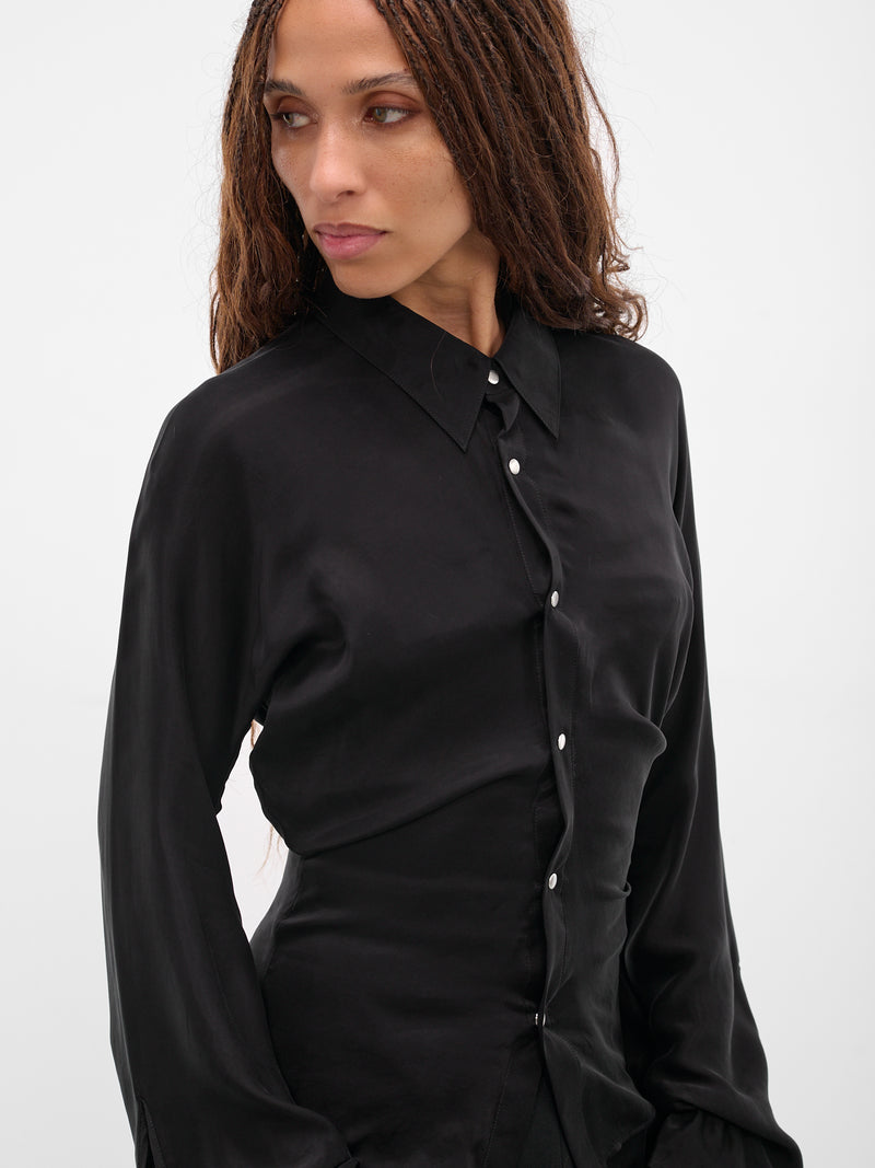 Black Draped Bell Shirt (ST01C2BL900-BLACK)