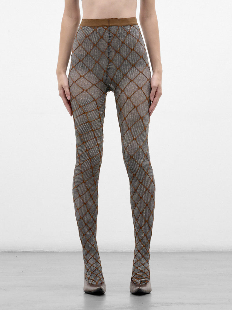Silver Diamond Net Leggings (ST02SS26-BEIGE-SILVER)