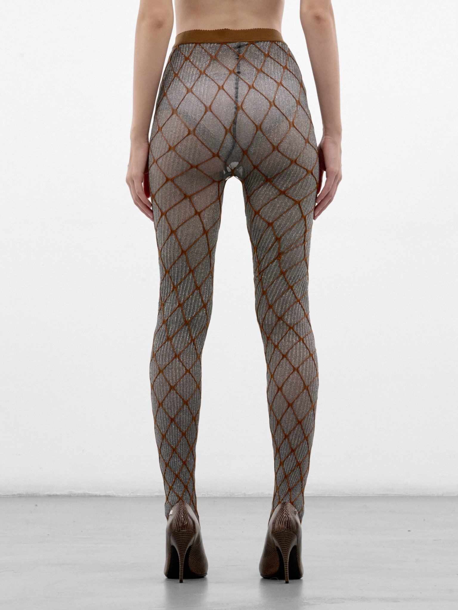 Silver Diamond Net Leggings (ST02SS26-BEIGE-SILVER)