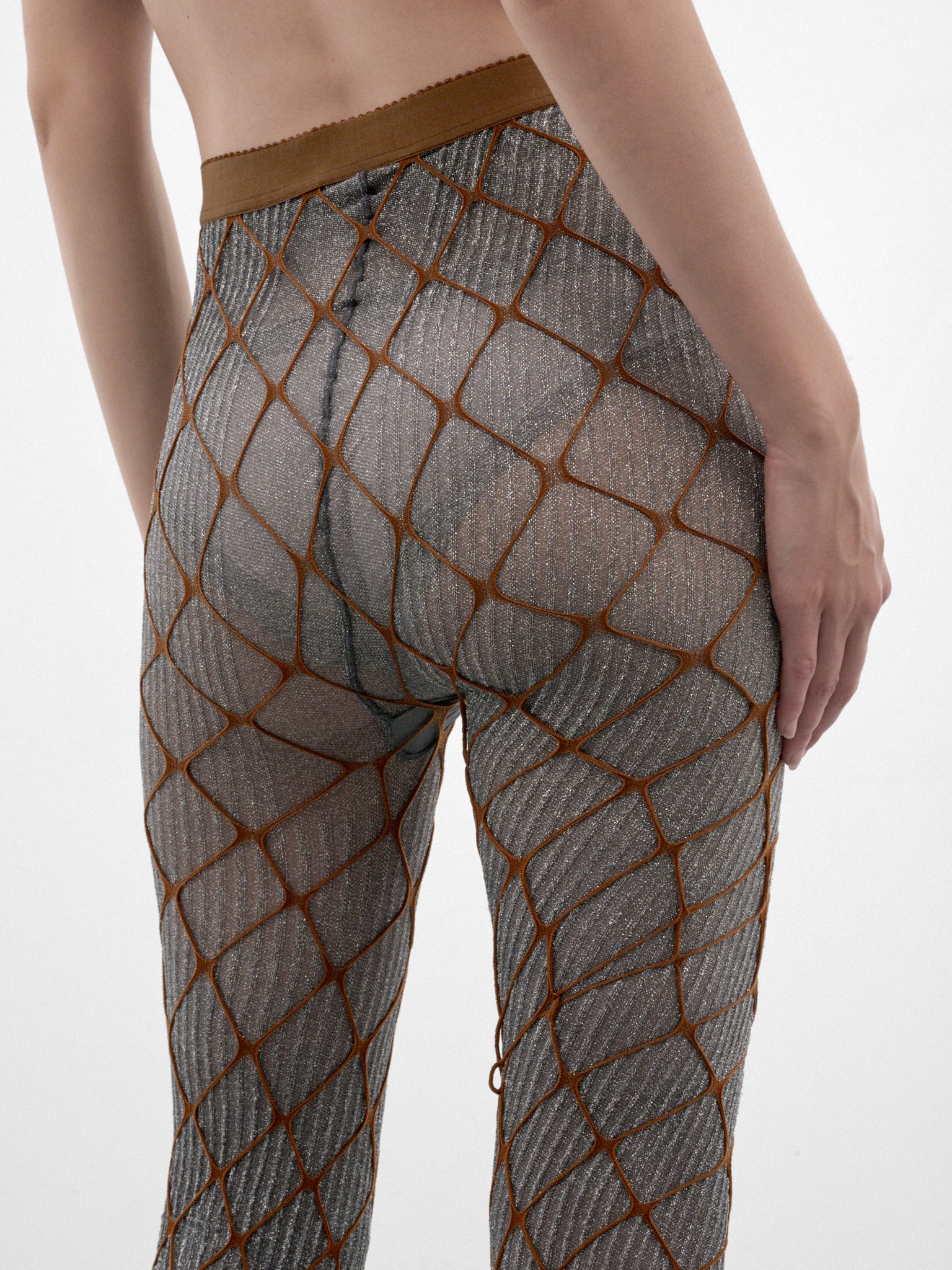 Silver Diamond Net Leggings (ST02SS26-BEIGE-SILVER)