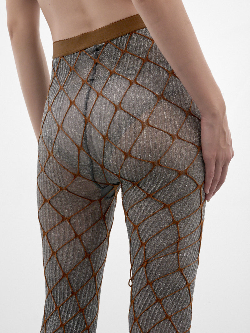 Silver Diamond Net Leggings (ST02SS26-BEIGE-SILVER)