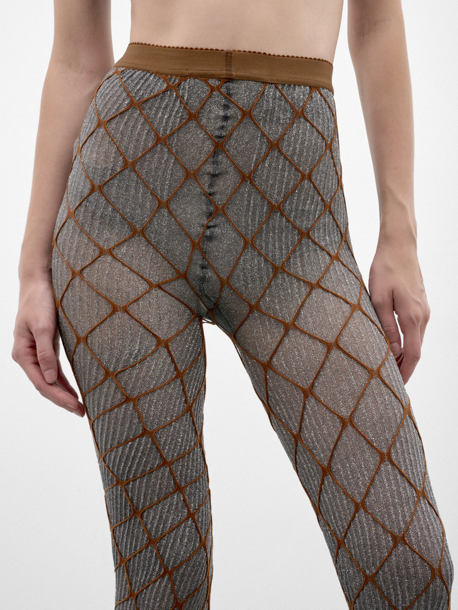 Silver Diamond Net Leggings (ST02SS26-BEIGE-SILVER)