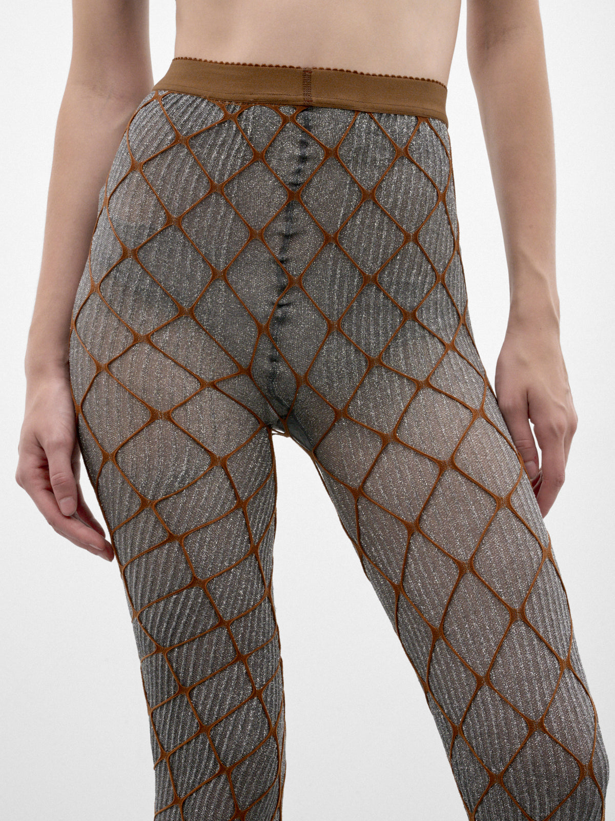Silver Diamond Net Leggings (ST02SS26-BEIGE-SILVER)